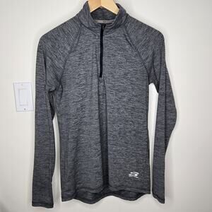 Skechers High Collar 1/4 Zip Gray Athletic Long Sleeve Top Size M